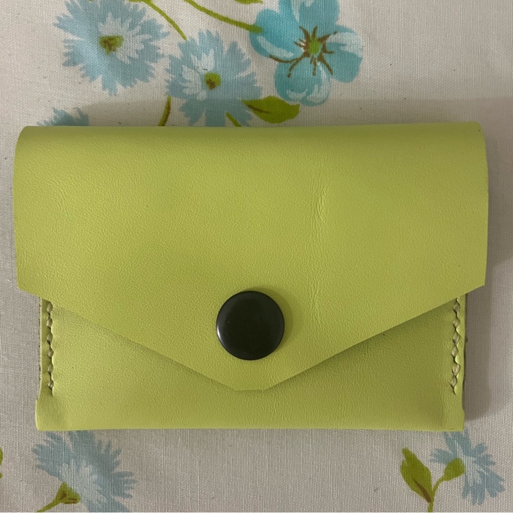 Hand Crafted Neon Lime Green Card Holder NEW Never Used Handmade